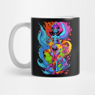 Evil genie color mix candy color splash style abstract art Mug